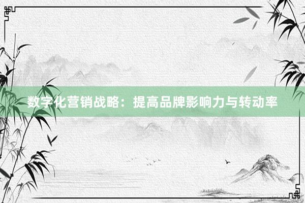 数字化营销战略：提高品牌影响力与转动率